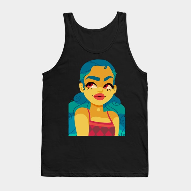 Blue Curls Tank Top by Twkirky